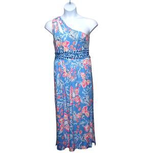 Lilly Pulitzer Helina Midi Dress Swim Cover Up Size L Blue Floral NEW NWT $188